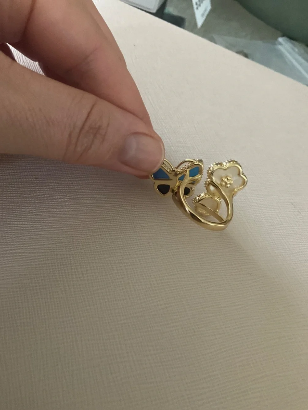 Lucky Spring Butterfly & Flower Ring